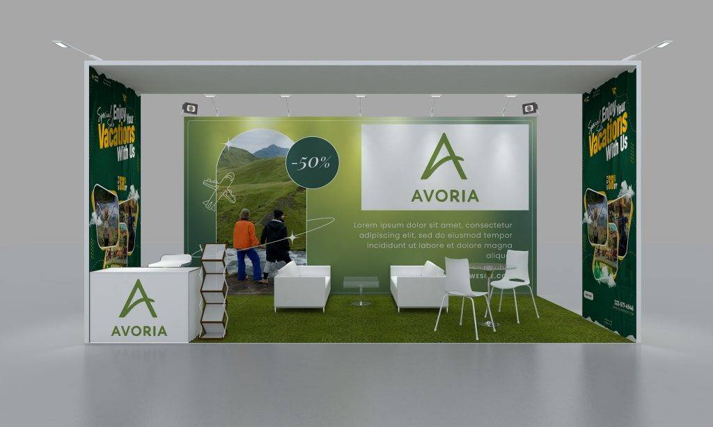 Calyx 10x20 custom trade show booth rental Orlando Chicago Atlanta & nationwide front view