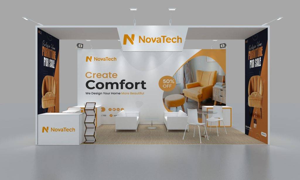 Fluentia 10x20 custom trade show booth rental Orlando Chicago Atlanta & nationwide front view