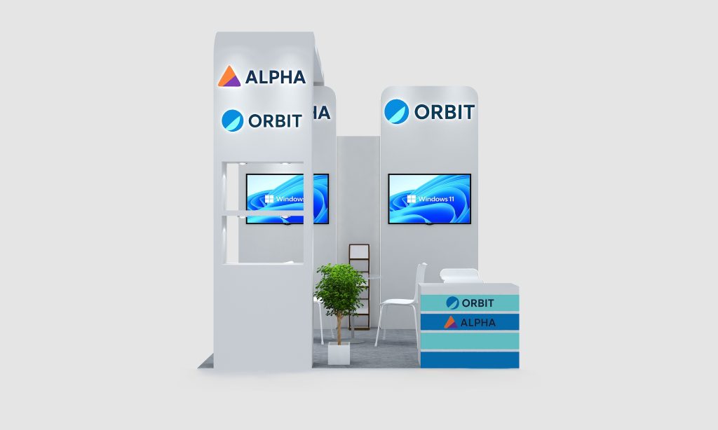 Fusion 10x10 custom trade show booth rental Orlando Chicago Atlanta & nationwide front view