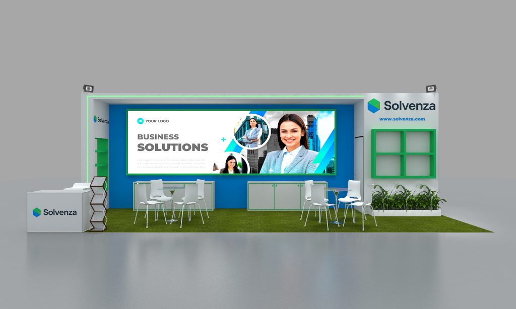 Orren 10x30 custom trade show booth rental Orlando Chicago Atlanta & nationwide front view